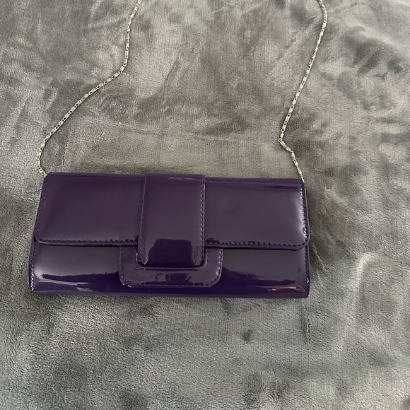 Handbags - Purple Patent Chain Clutch Shoulder Bag